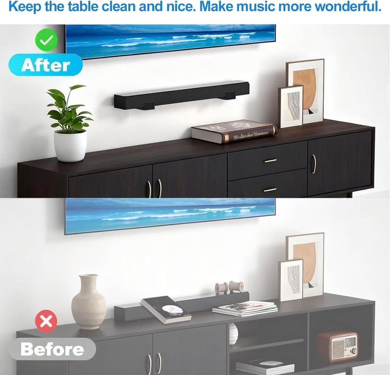 Howonder Soundbar Wall Mount,All Metal Sound Bar Mounts Under TV for Sonos,Samsung, Bose, Vizio, LG, Sony, JBL and More,Depth Adjustable 3.7”-6.3”, Hold up to 30 lbs,HD-118,2 Packs,Black - Image 5